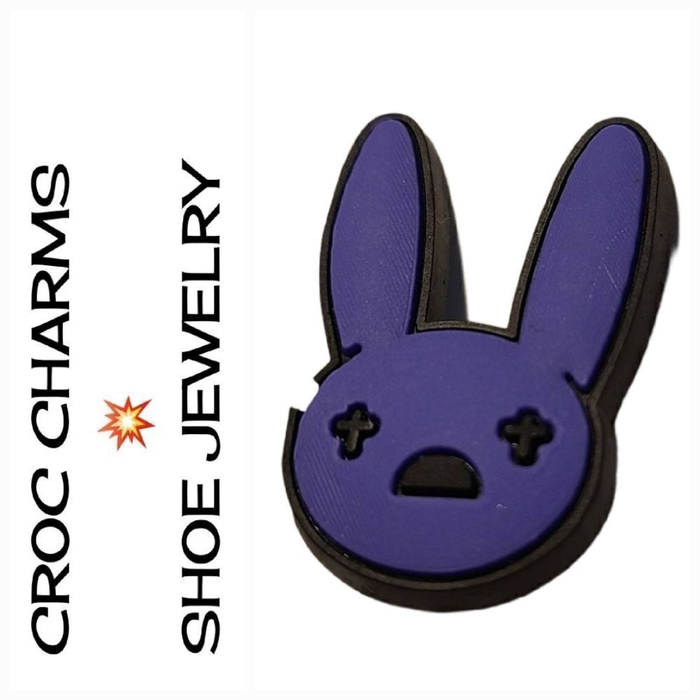 6/$20 Shoe Charm 🌟 Bad Bunny Purple Rabbit Ears Glitch Shoe Jewelry